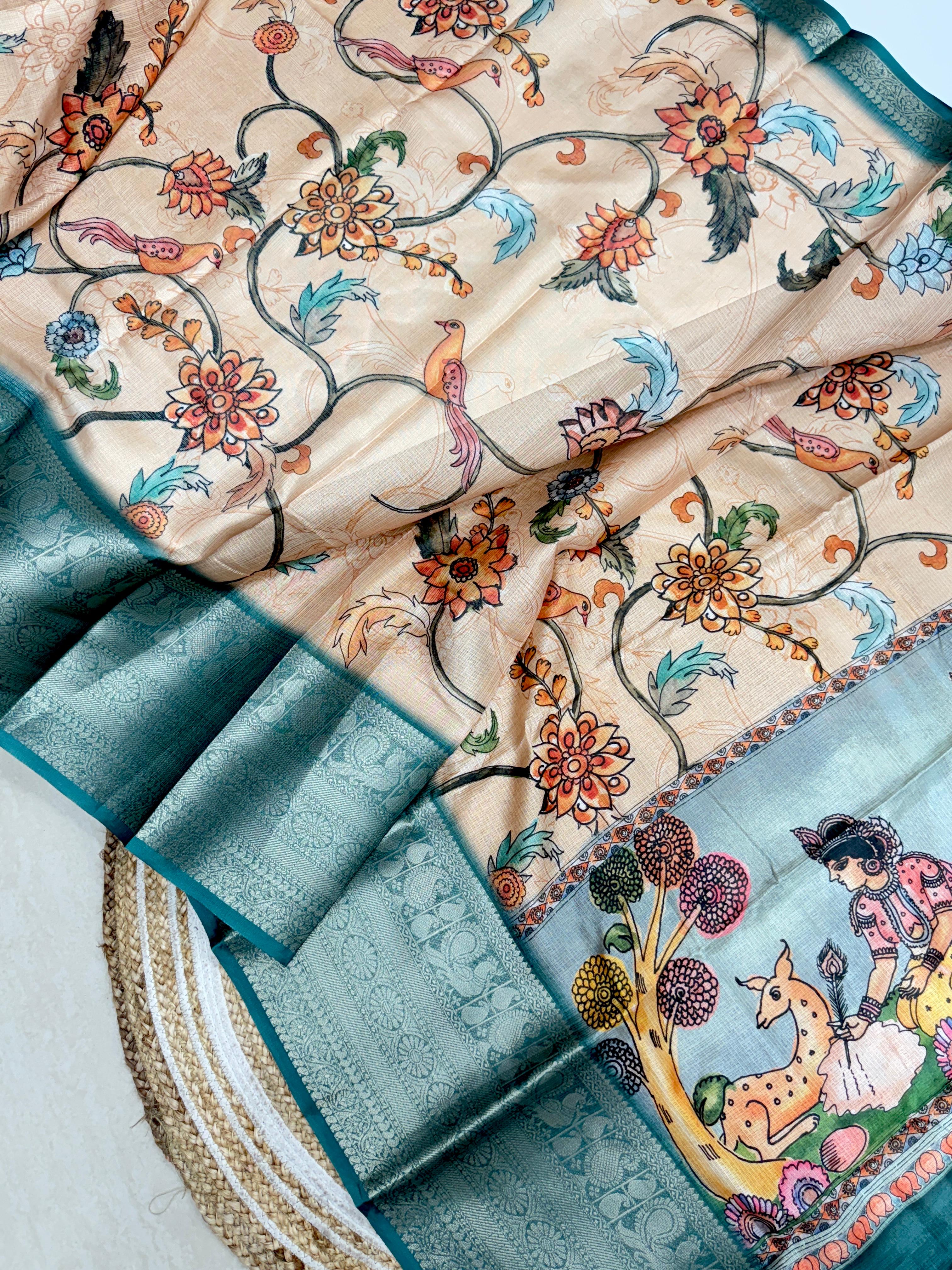 Kalankari with Pattu Border Saree