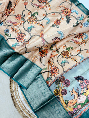 Kalankari with Pattu Border Saree