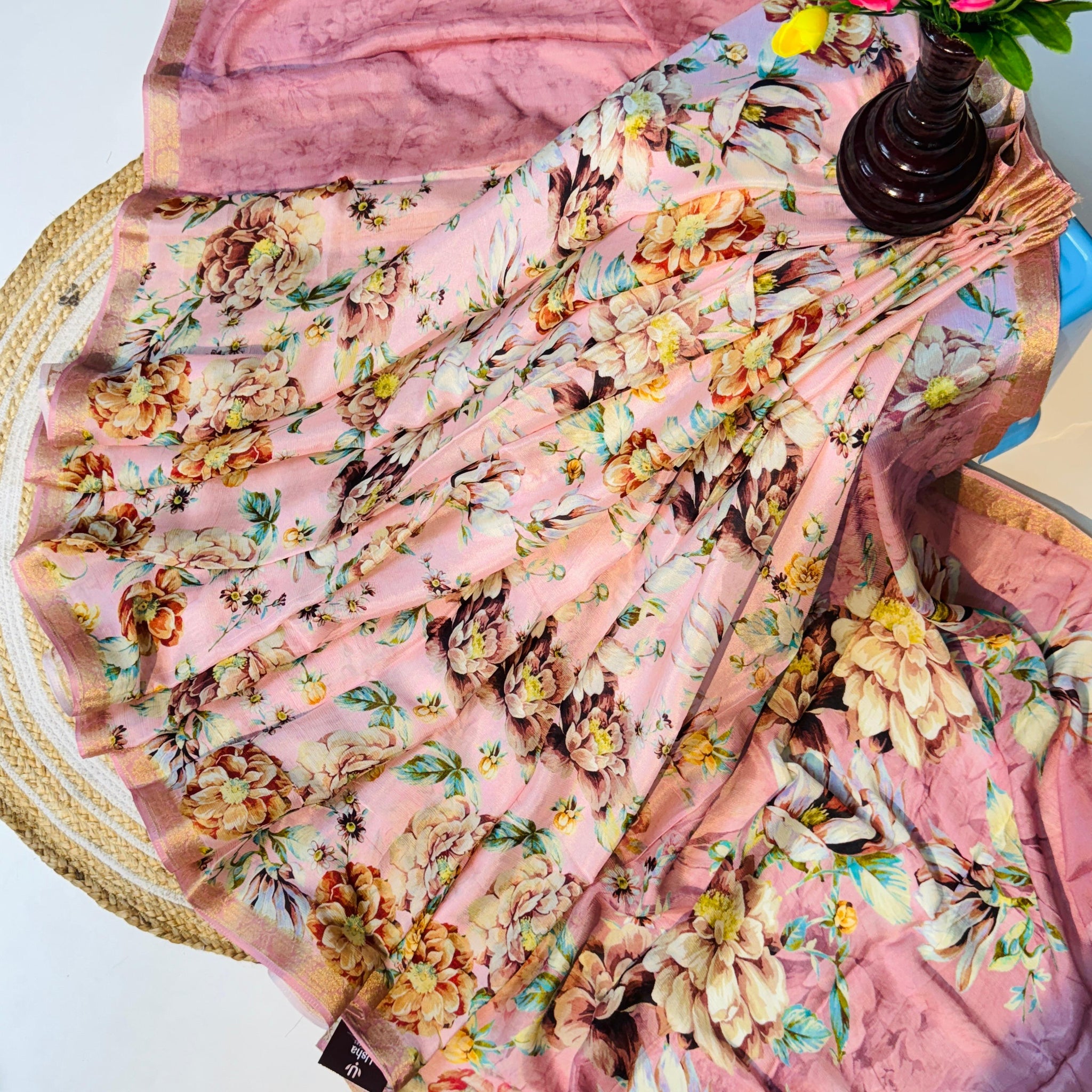 Pure Handloom Chinon Saree