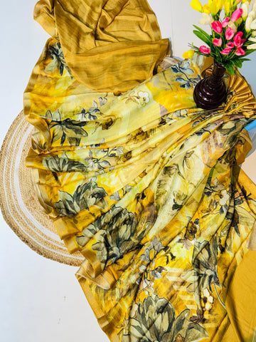 Pure Handloom Chinon Saree