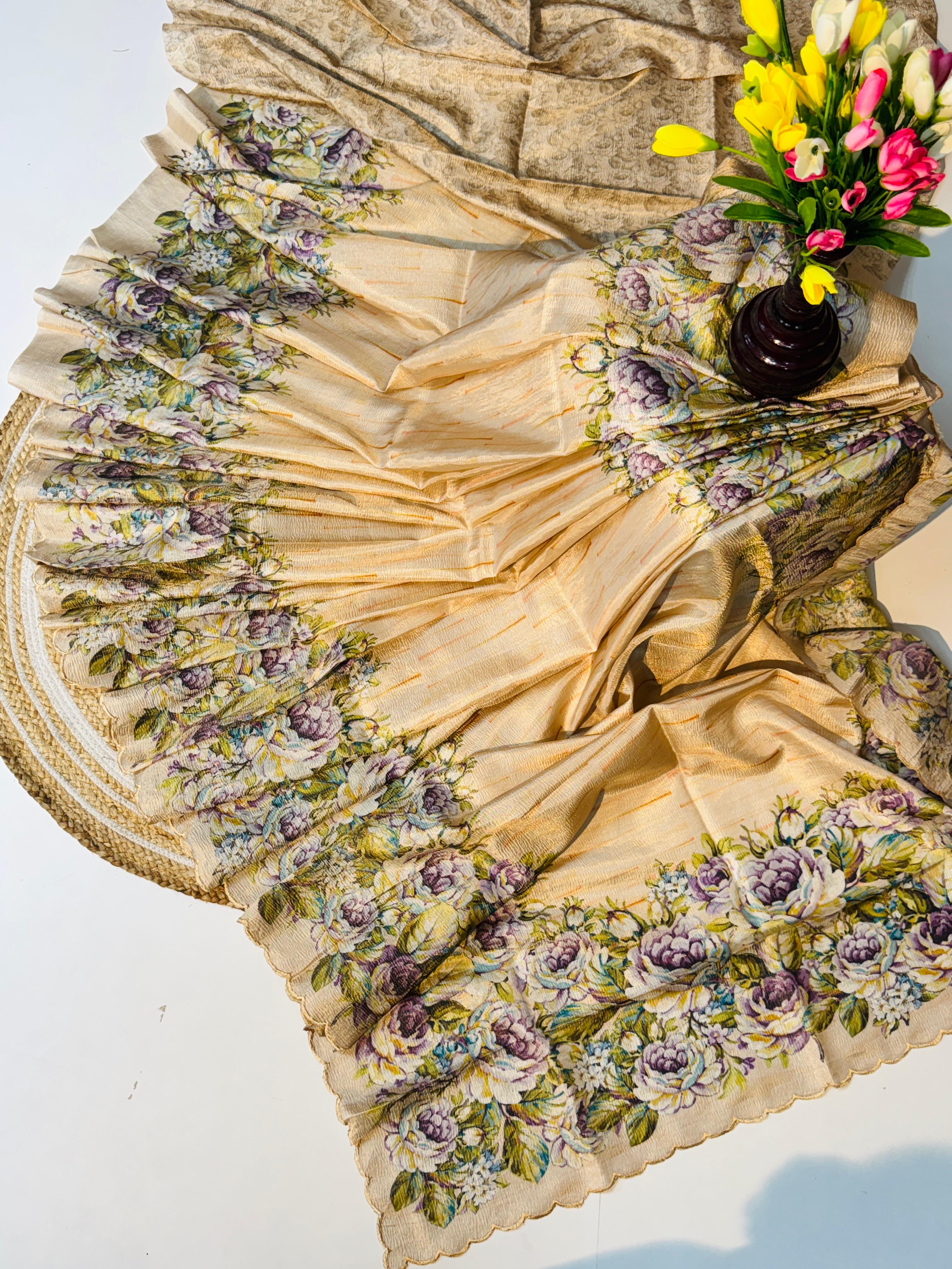 Pure Handloom Chinon Saree