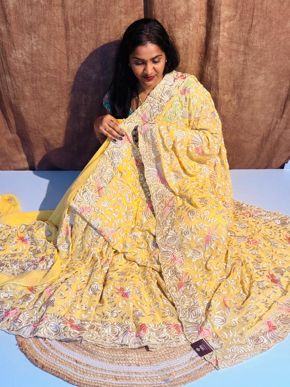 Pure Parci Work Saree