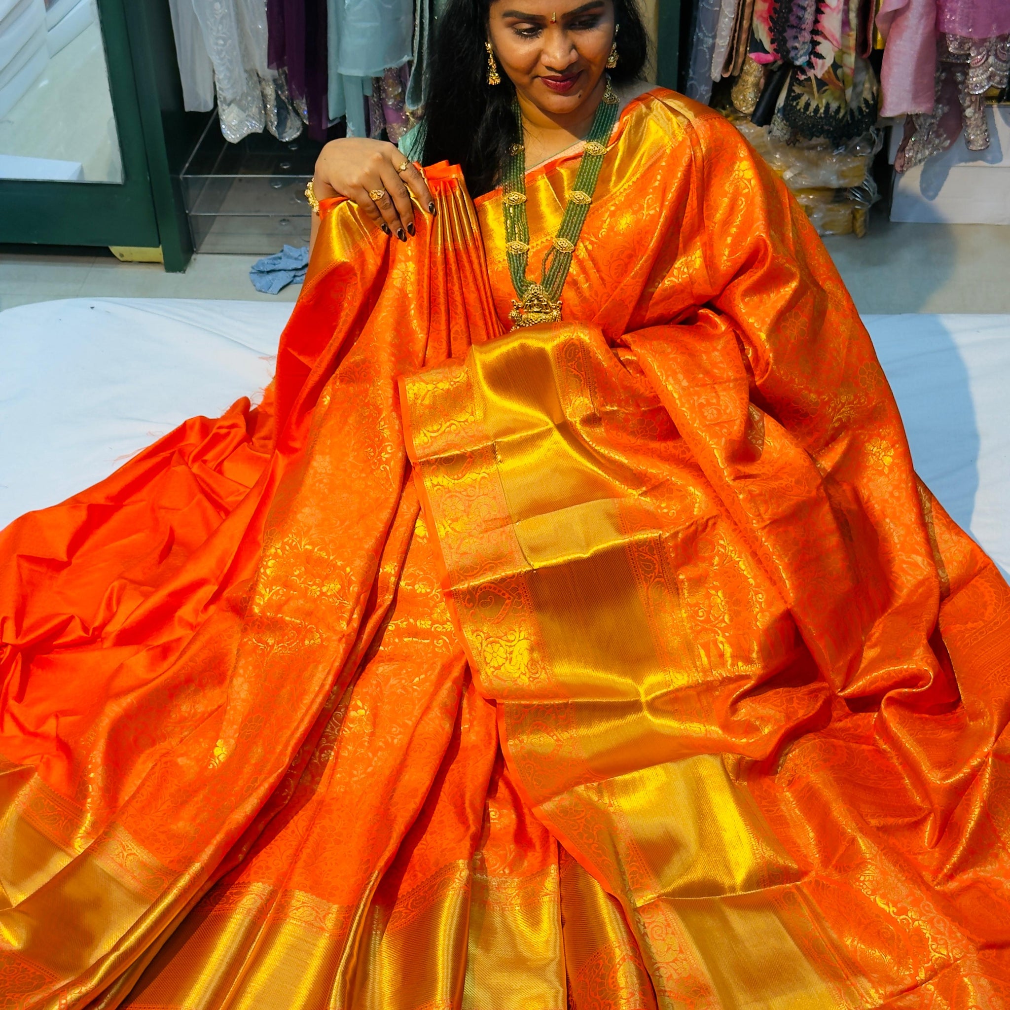 Orange Pattu Saree
