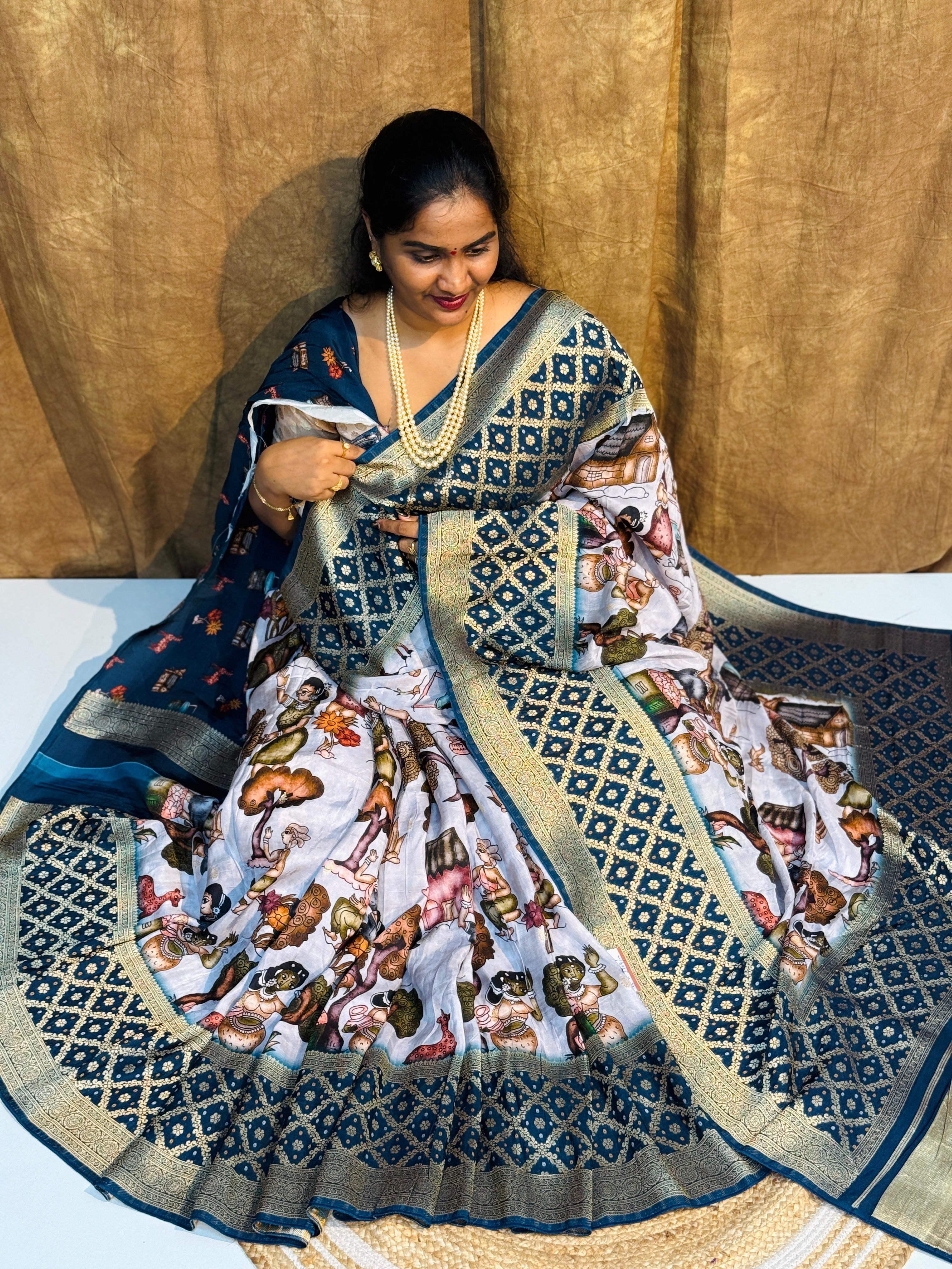 Pure Viscos Bandhini Weaving Saree