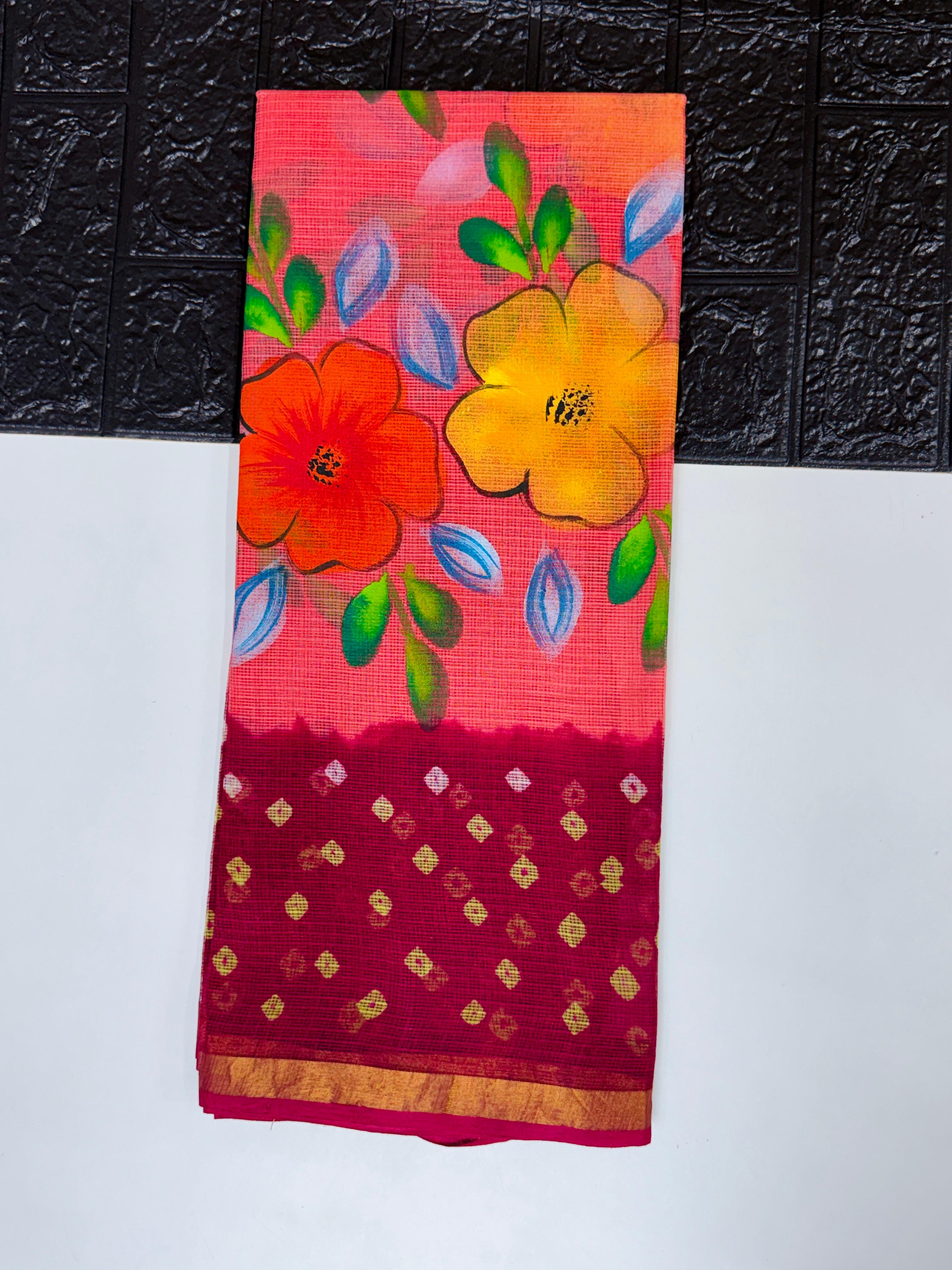 Pure Kota with Bandhini Designe saree