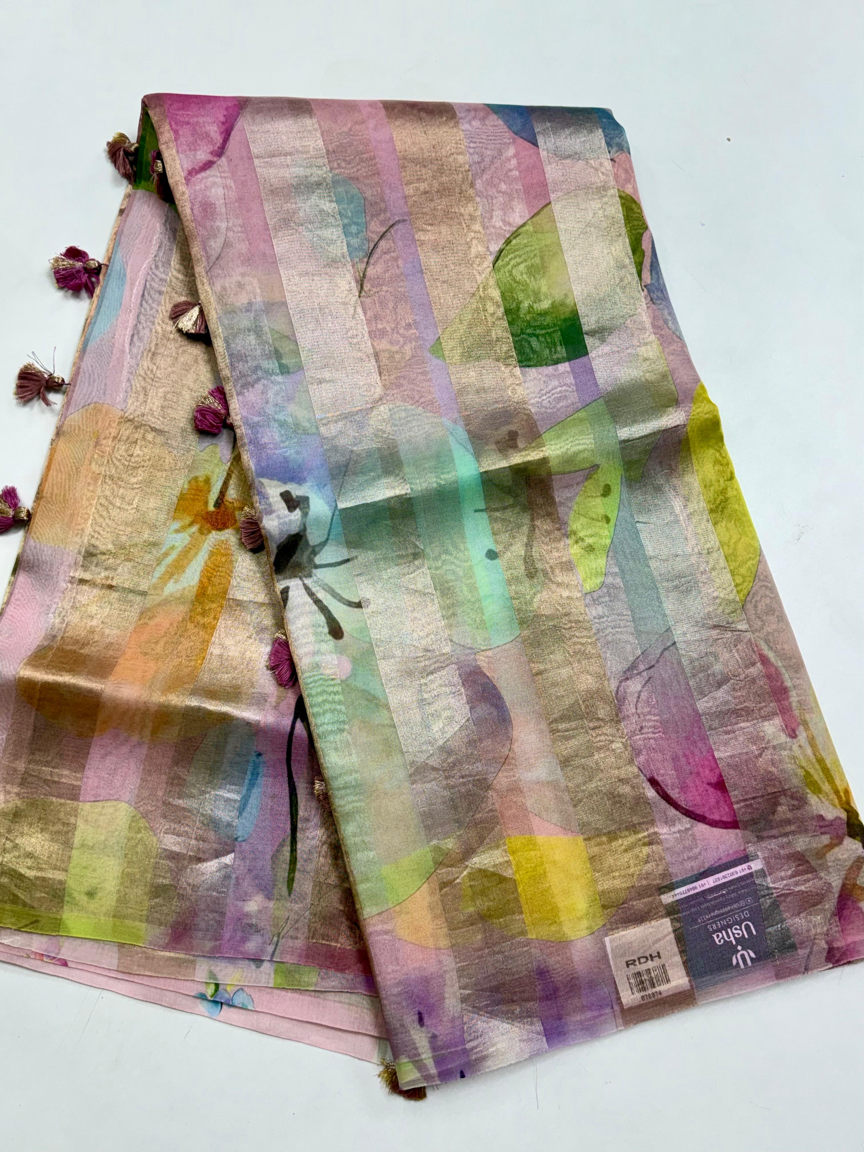 Pure Handloom Organza Tissue saree