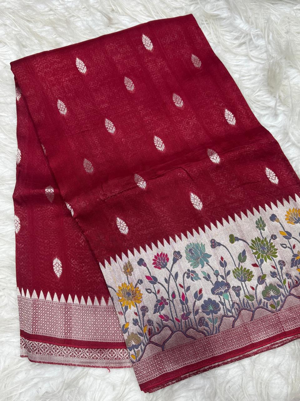 20 COUNT GEORGETTE MATKA TUSSER SAREE