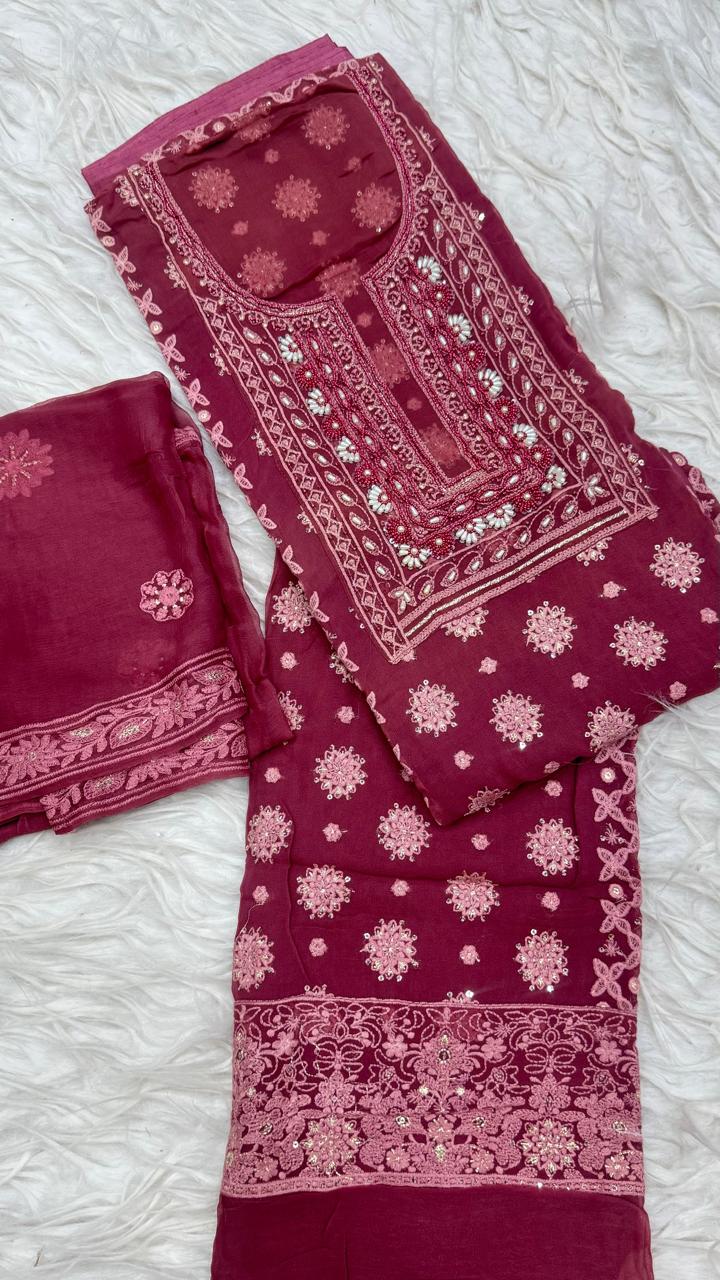 Party Wear 3 Piece Dress Material