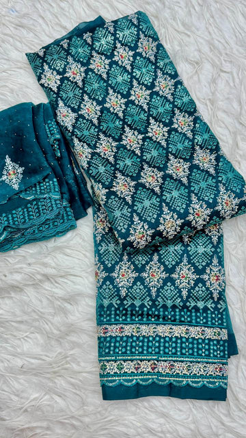 Party Wear 3 Piece Dress Material