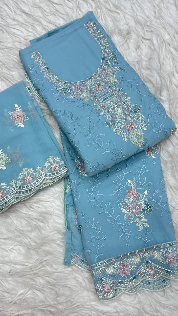Party Wear 3 Piece Dress Material
