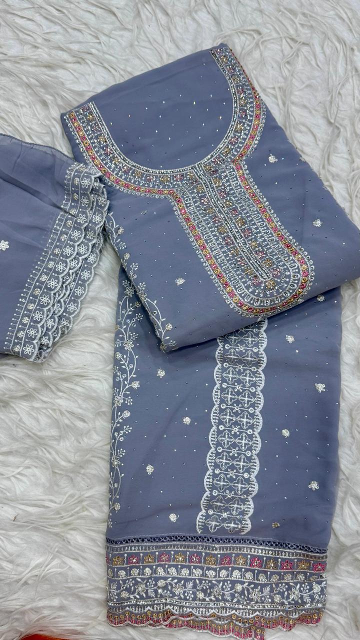 Party Wear 3 Piece Dress Material
