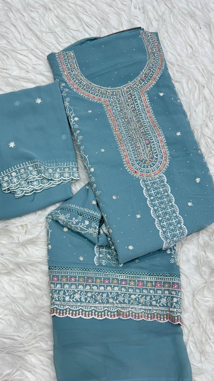 Party Wear 3 Piece Dress Material