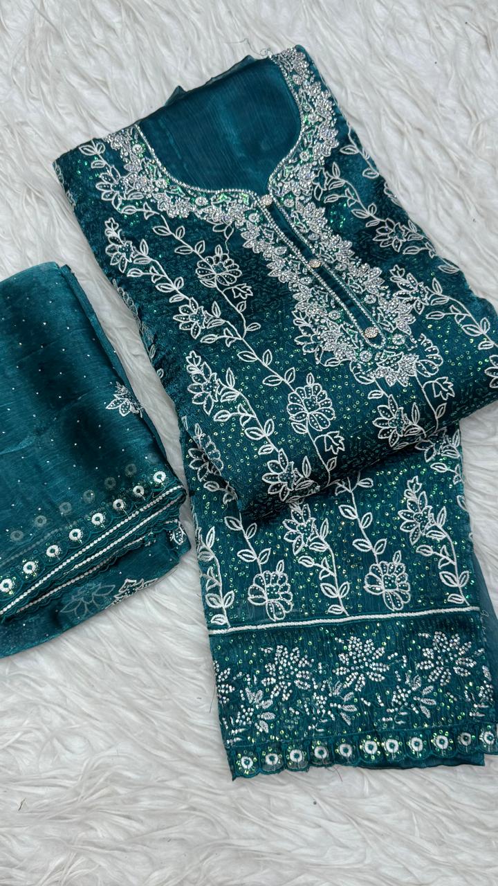 Party Wear 3 Piece Dress Material