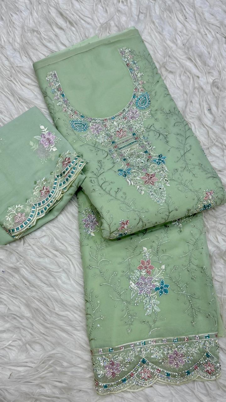 Party Wear 3 Piece Dress Material