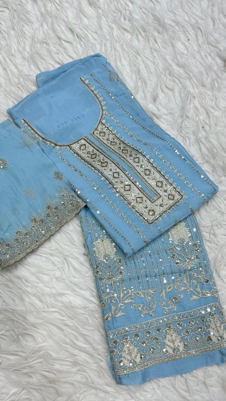 Party Wear 3 Piece Dress Material