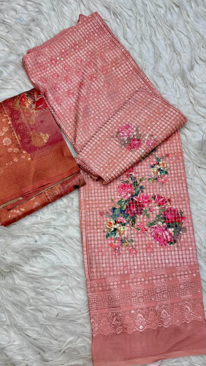 Party Wear 3 Piece Dress Material