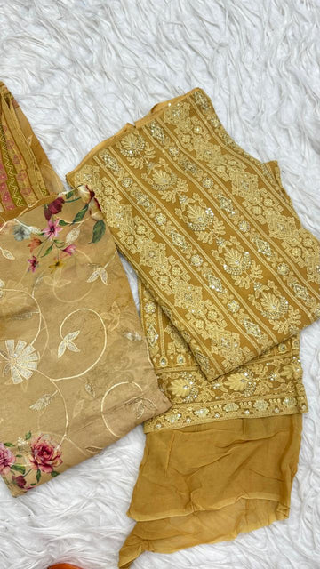 Party Wear 3 Piece Dress Material