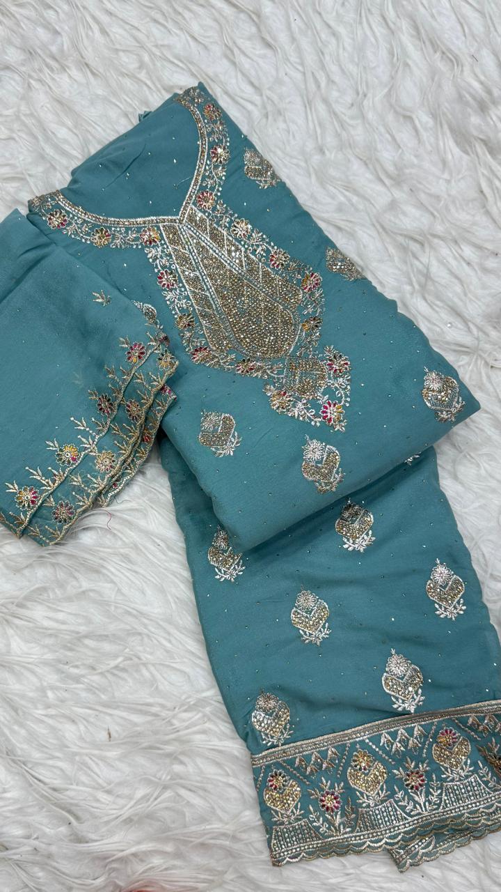Party Wear 3 Piece Dress Material