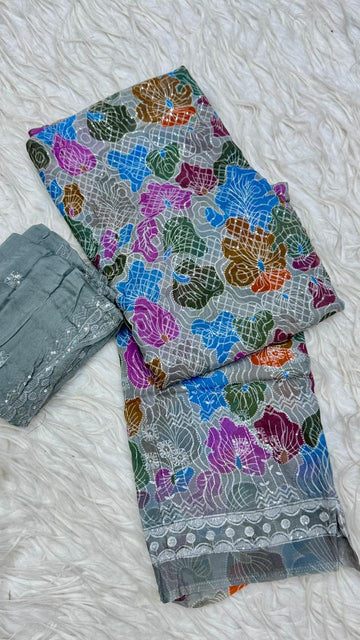 Party Wear 3 Piece Dress Material