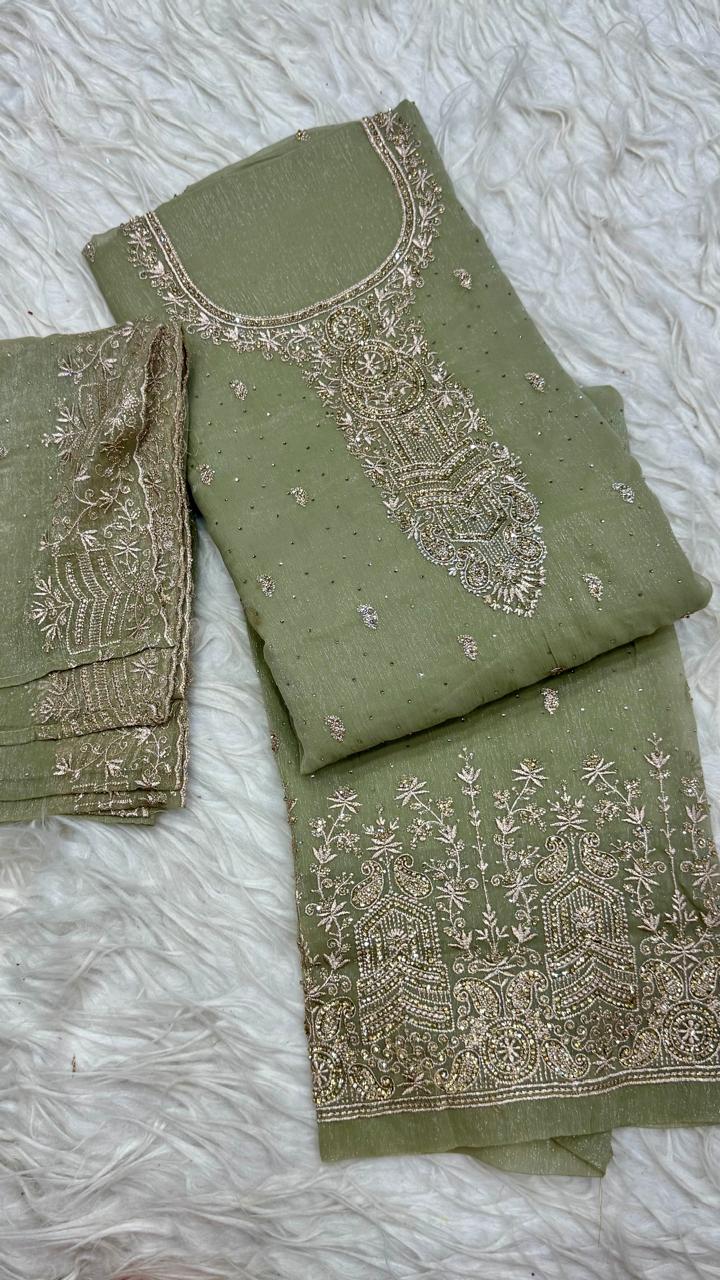 Party Wear 3 Piece Dress Material