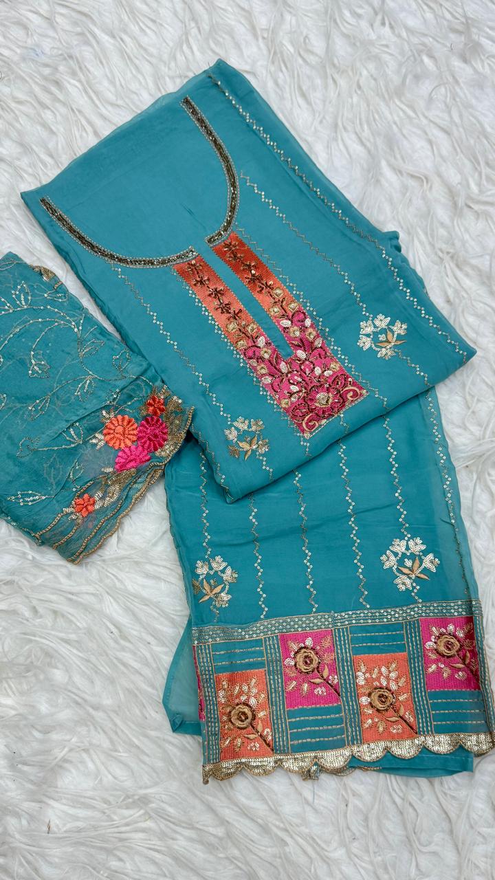 Party Wear 3 Piece Dress Material
