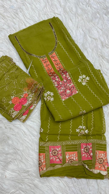Party Wear 3 Piece Dress Material