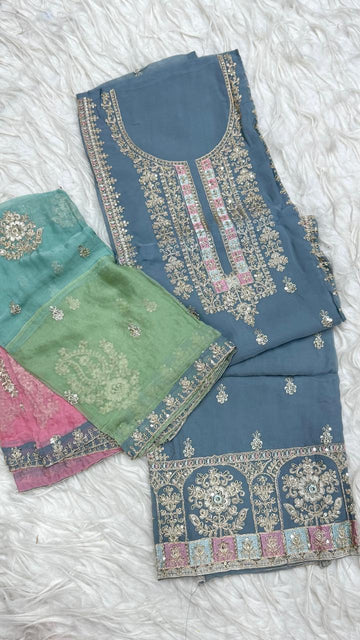 Party Wear 3 Piece Dress Material