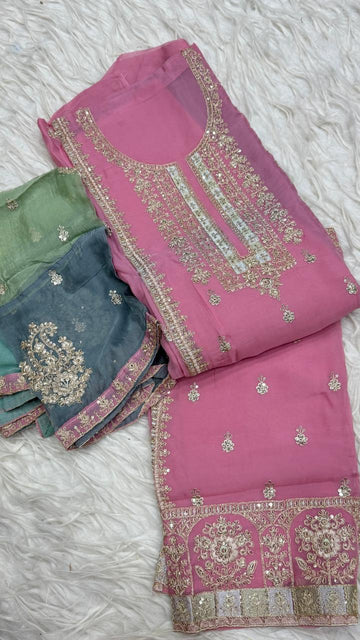 Party Wear 3 Piece Dress Material