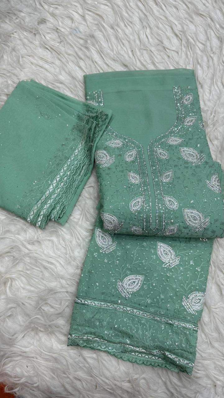 Party Wear 3 Piece Dress Material