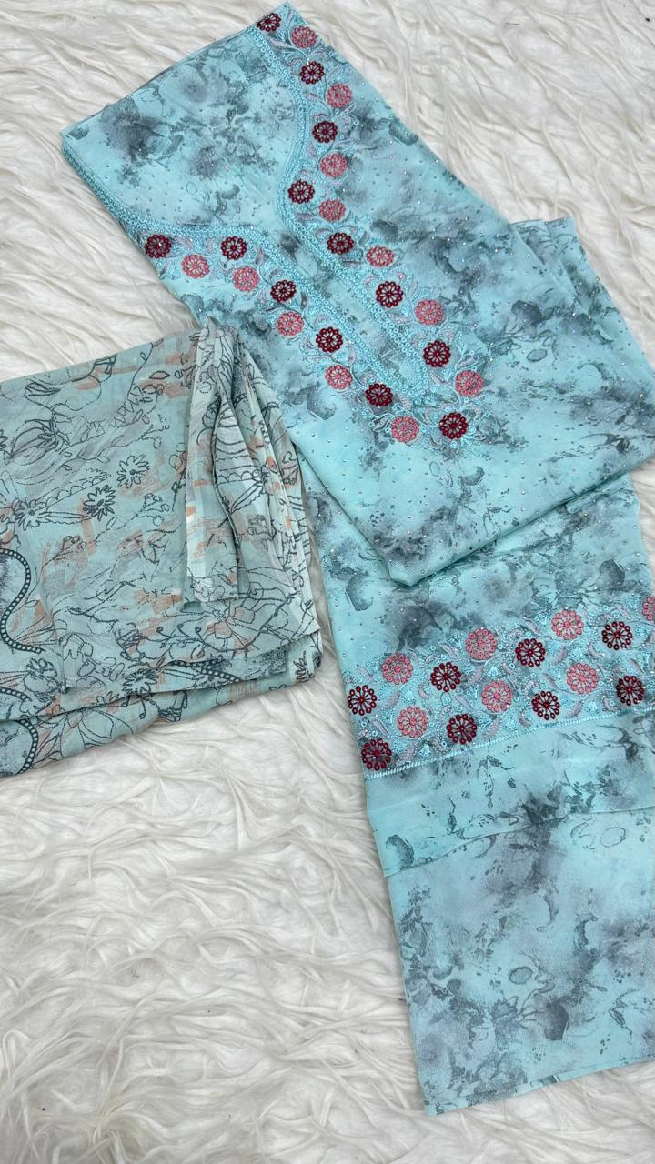 Party Wear 3 Piece Dress Material
