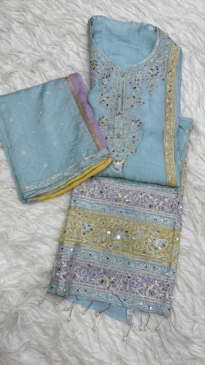 Party Wear 3 Piece Dress Material