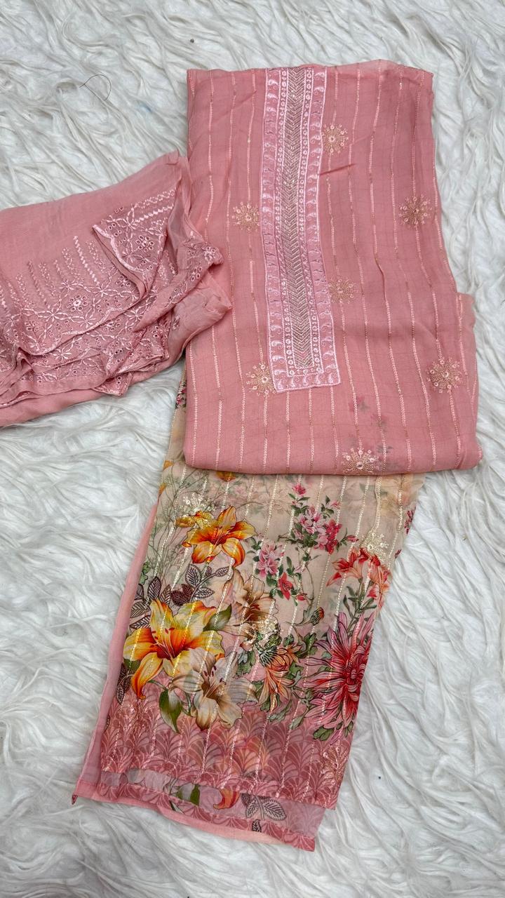 Party Wear 3 Piece Dress Material