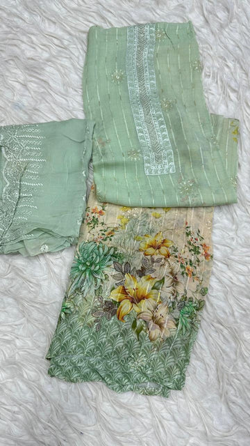 Party Wear 3 Piece Dress Material