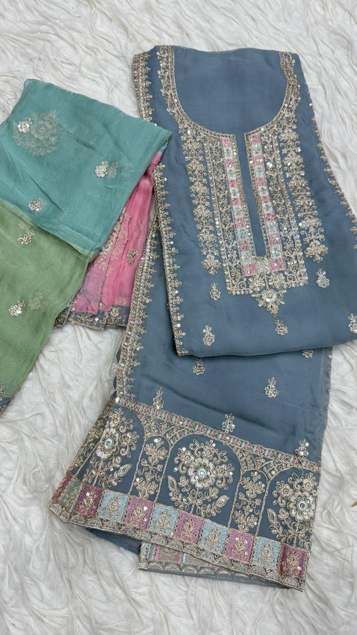 Party Wear 3 Piece Dress Material