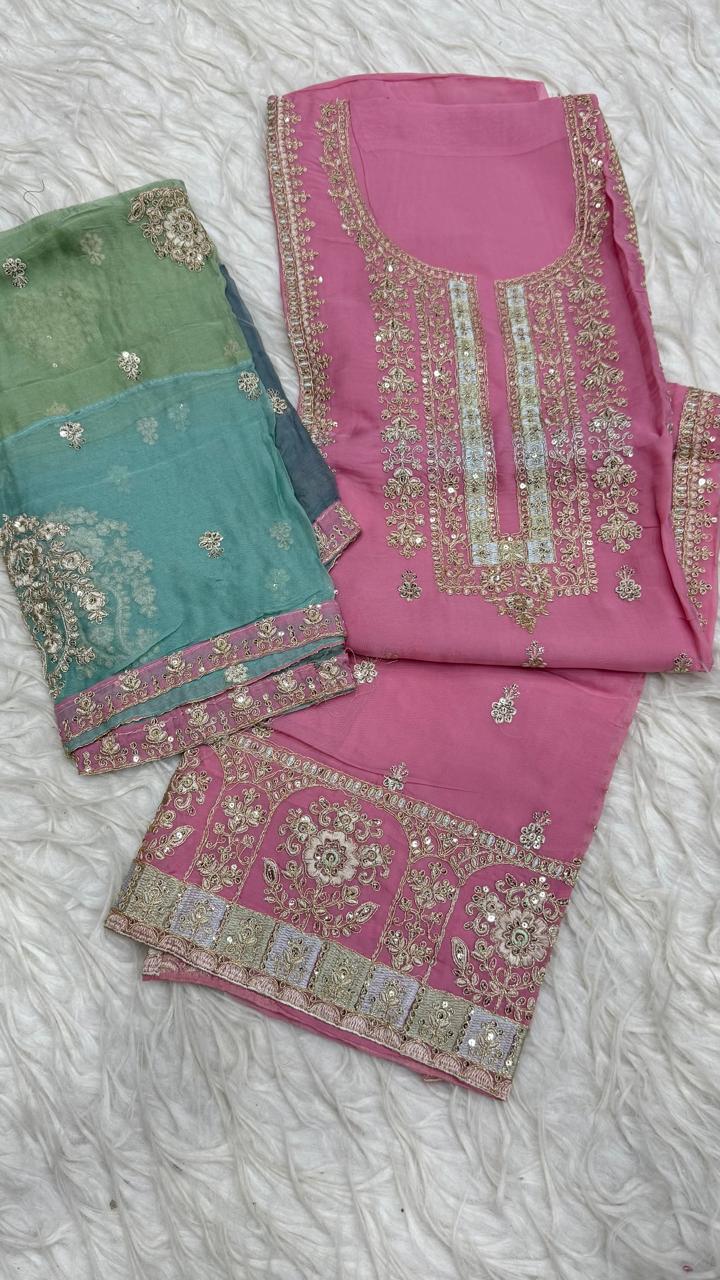 Party Wear 3 Piece Dress Material