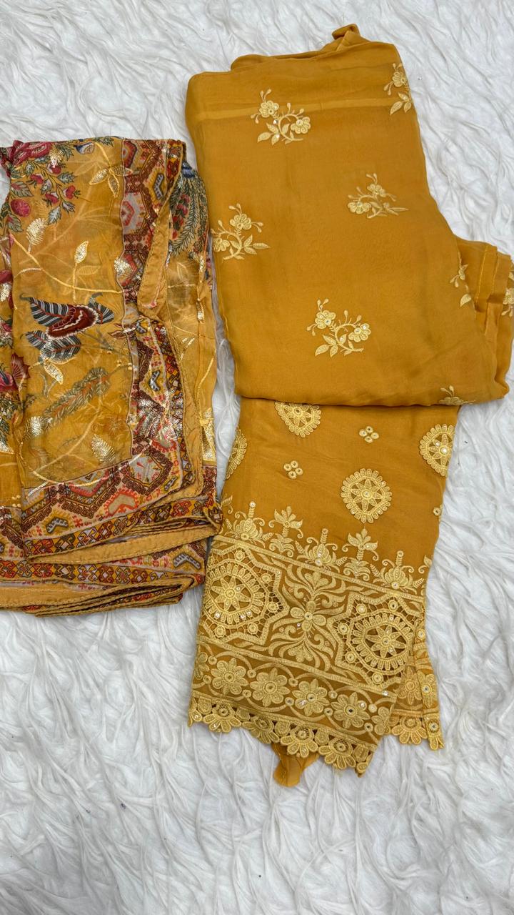 Party Wear 3 Piece Dress Material