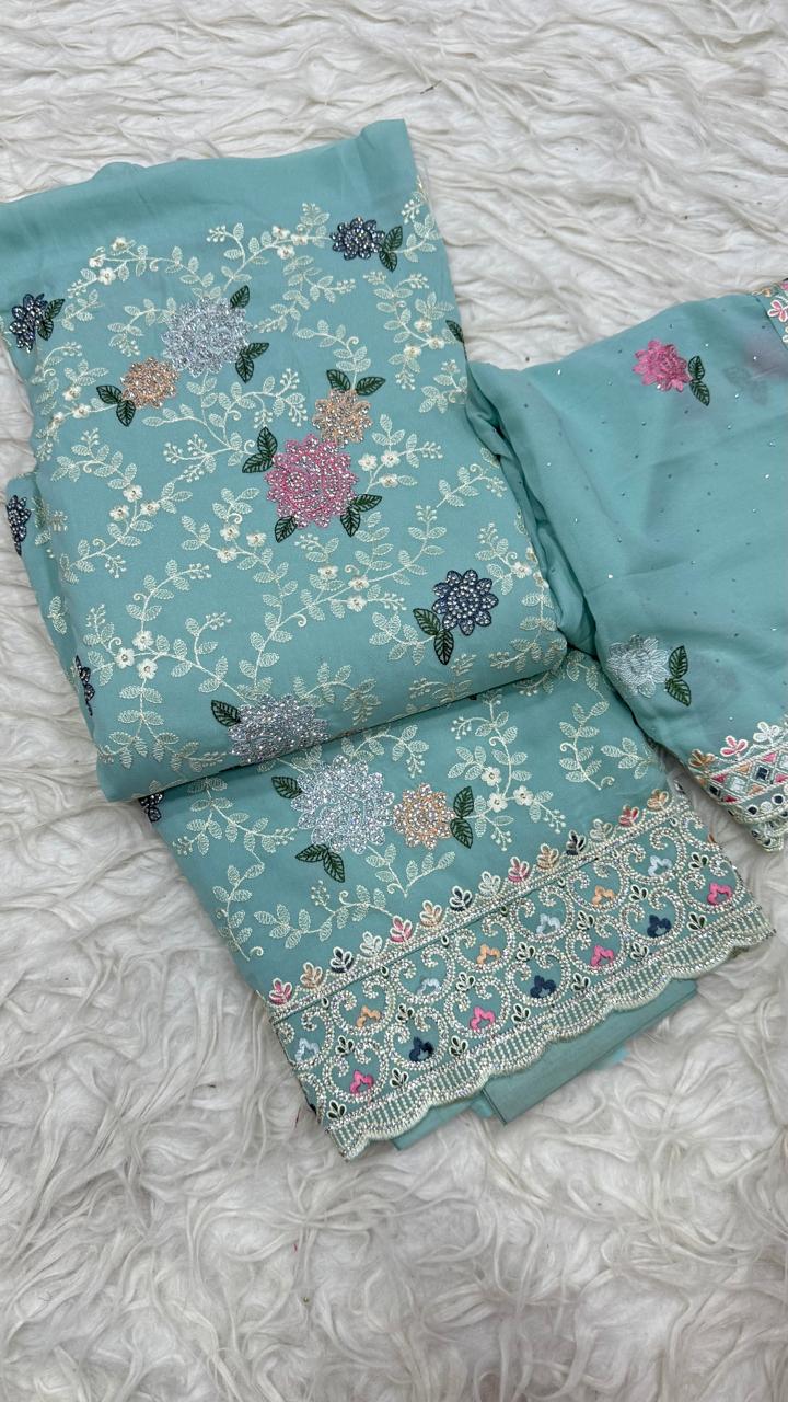 Party Wear 3 Piece Dress Material