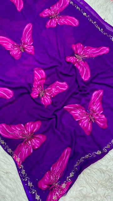 Violet Butterfly Sarees