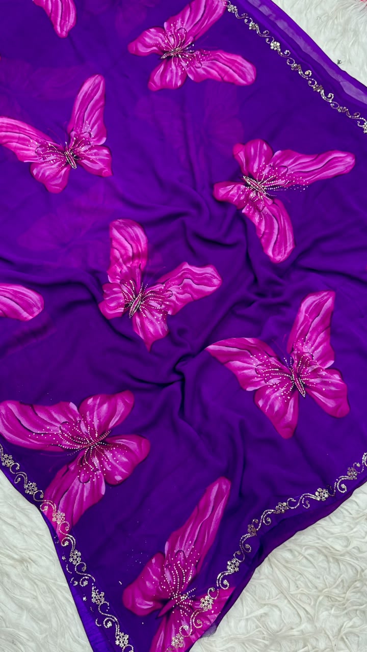 Violet Butterfly Sarees