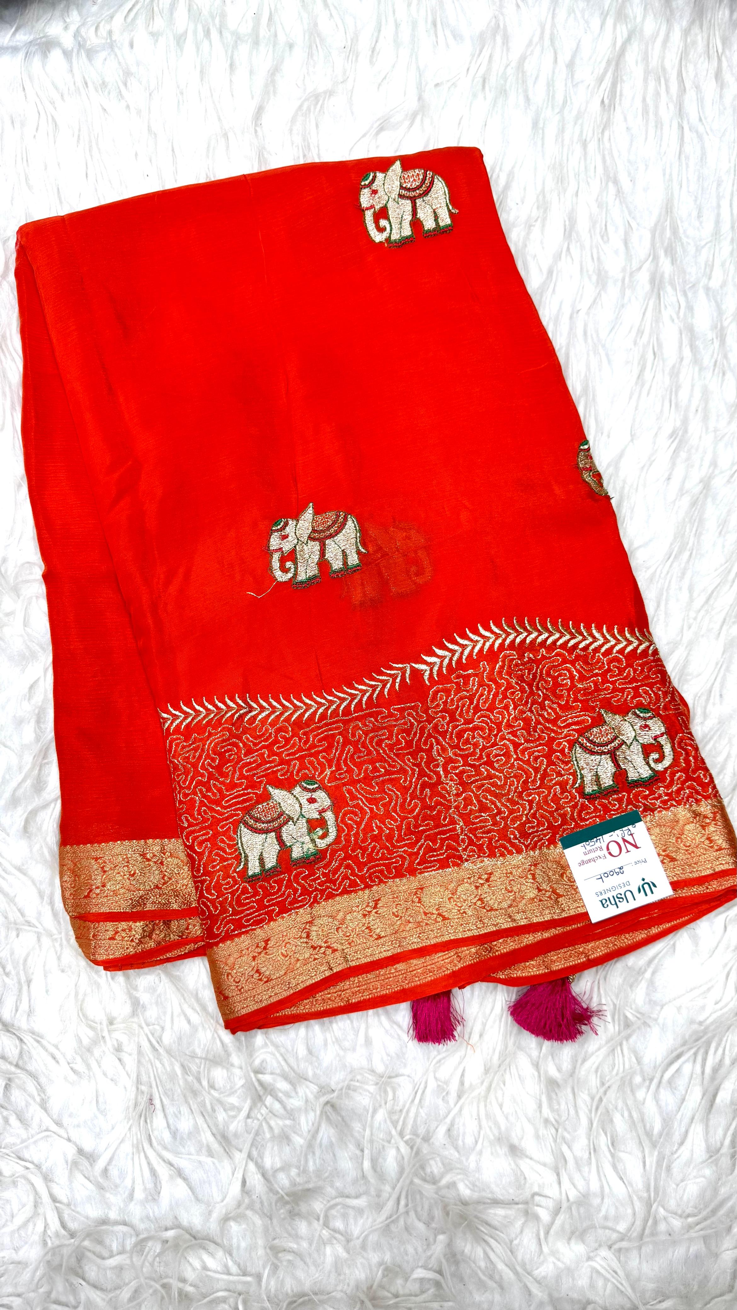 Premium Chinnon Saree