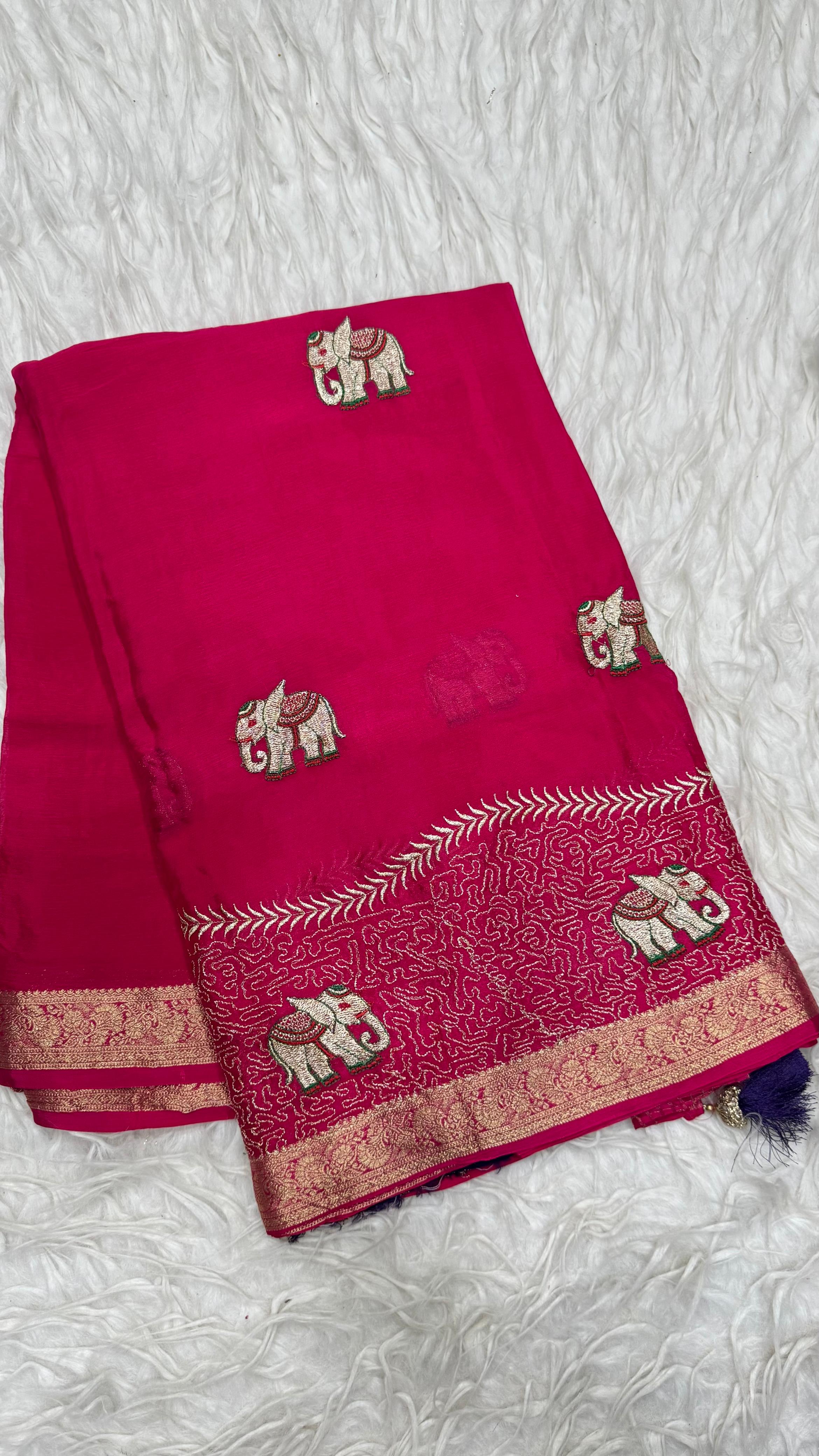Premium Chinnon Saree