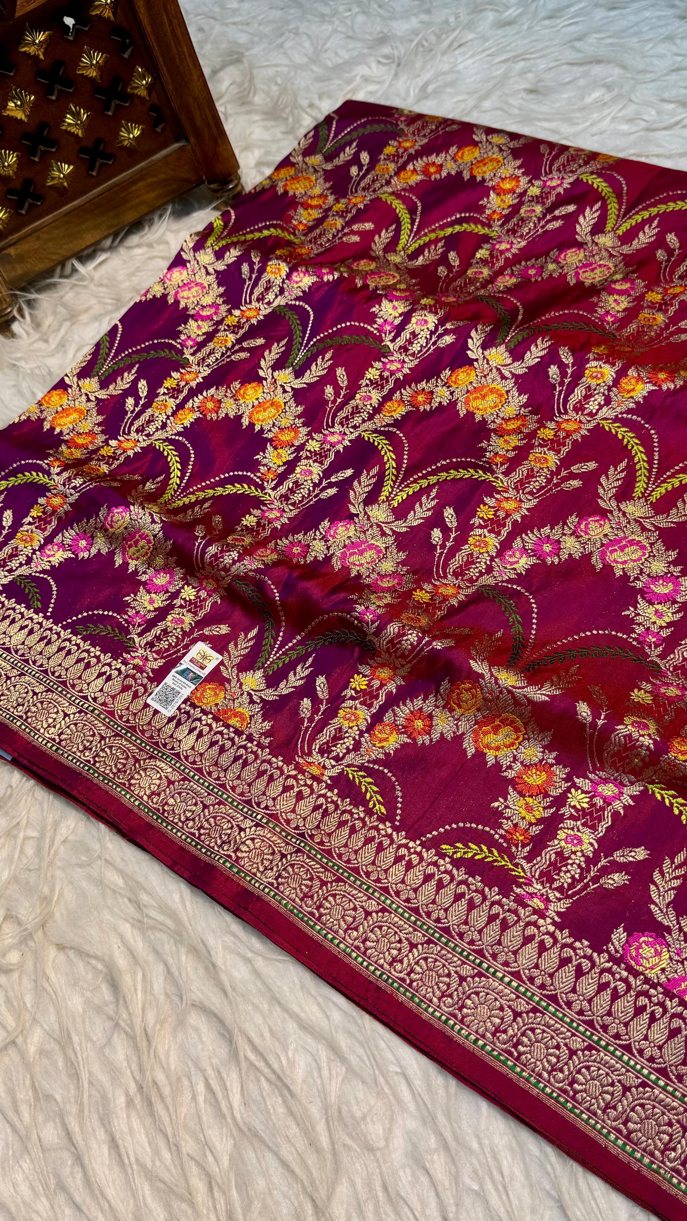 Handwoven Meenakari Pattu Saree