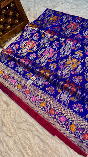 Handwoven Kaduva With Meenakari Weaving Pure Silk Saree