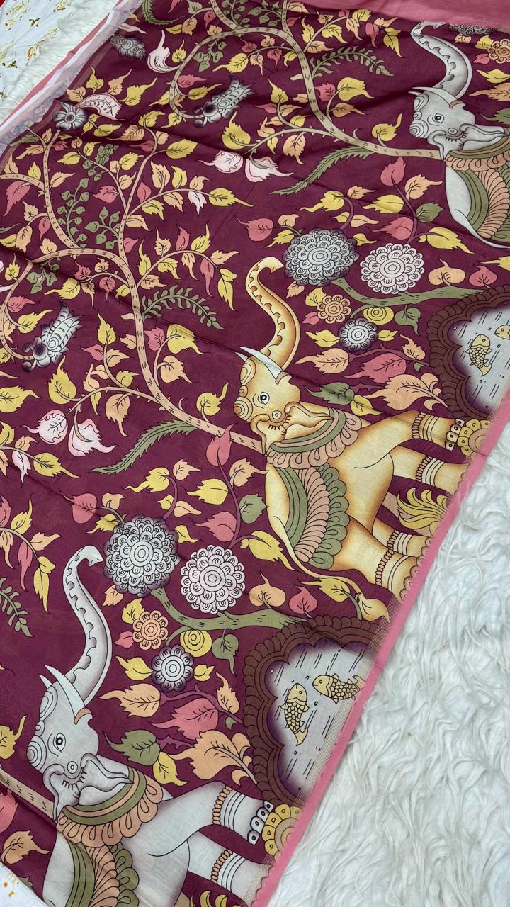 Soft Chandheri Tusser Saree