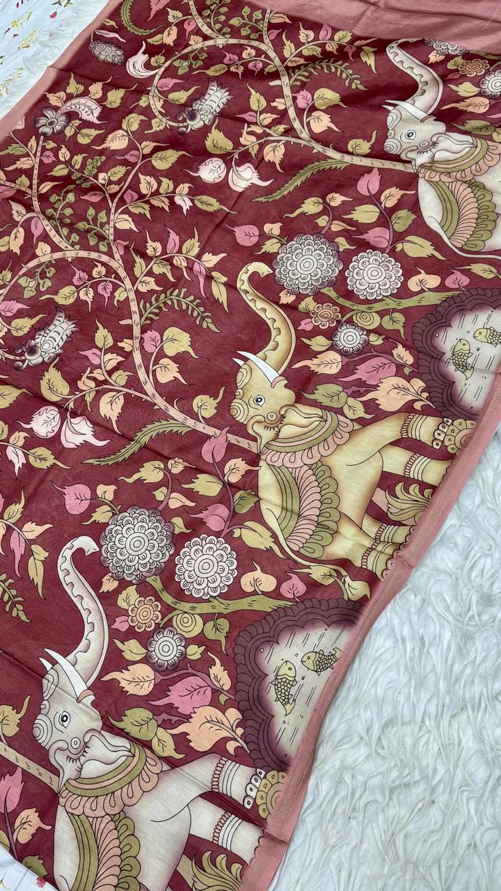 Soft Chandheri Tusser Saree