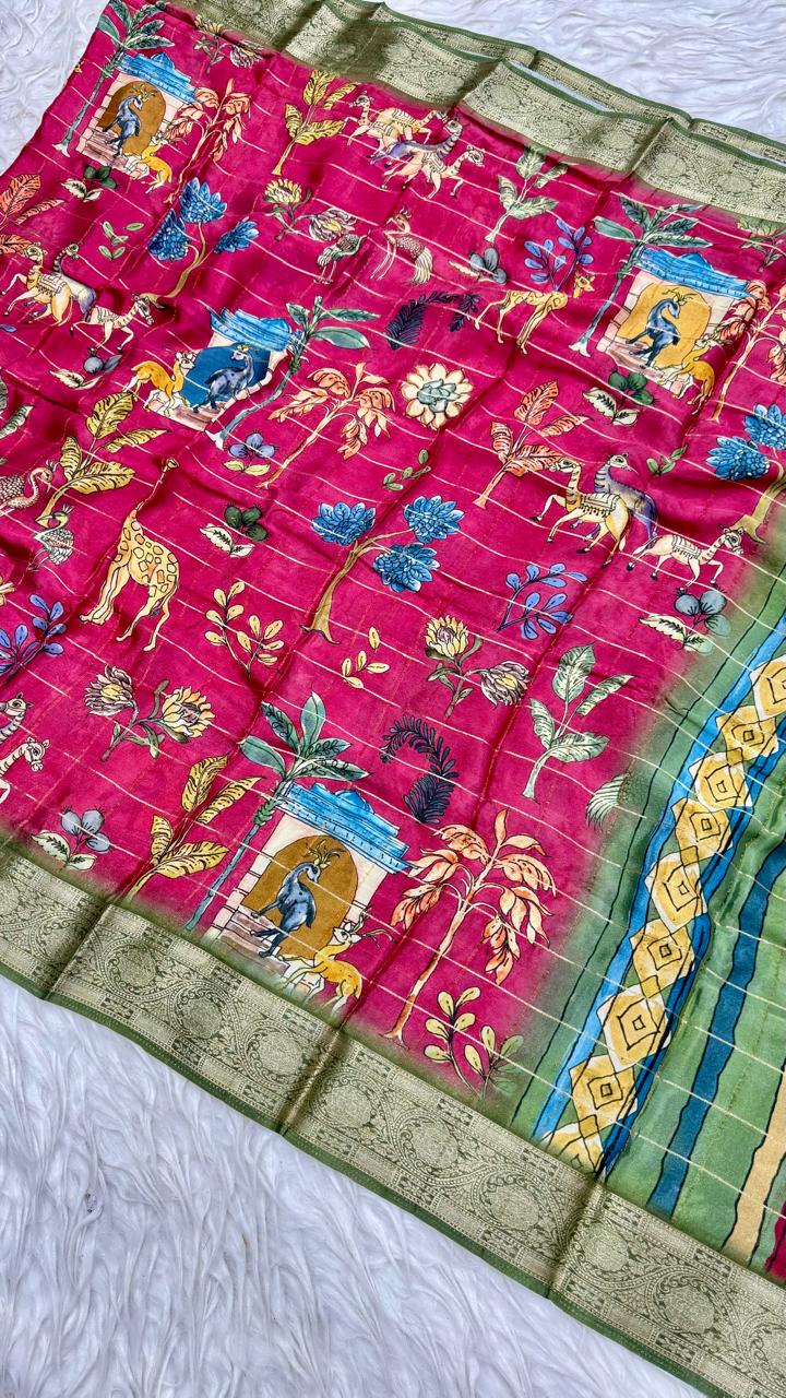 Pure Chinnon Checks Saree
