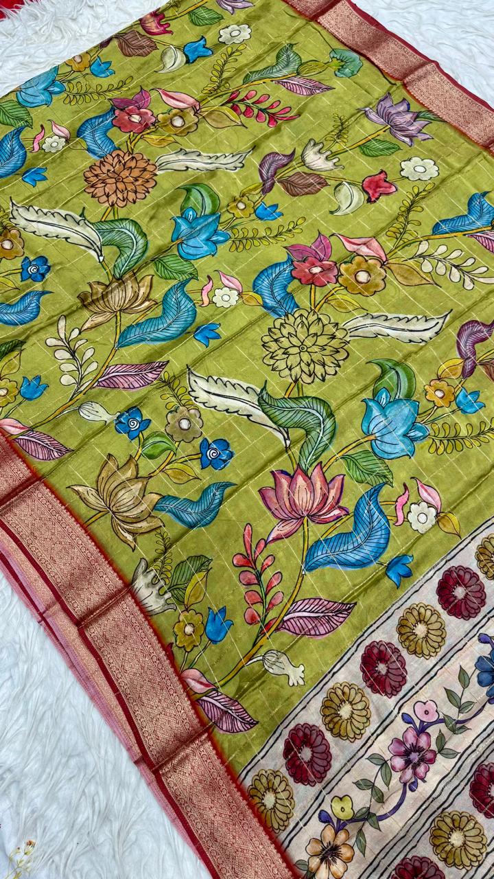 Pure Chinnon Checks Saree