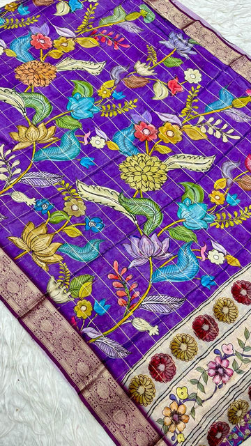 Pure Chinnon Checks Saree