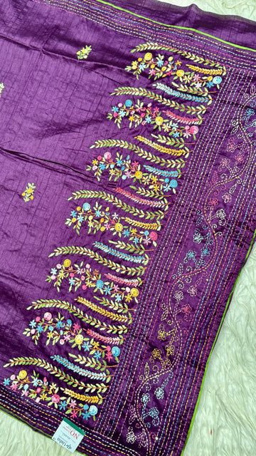 Kantha Work Saree