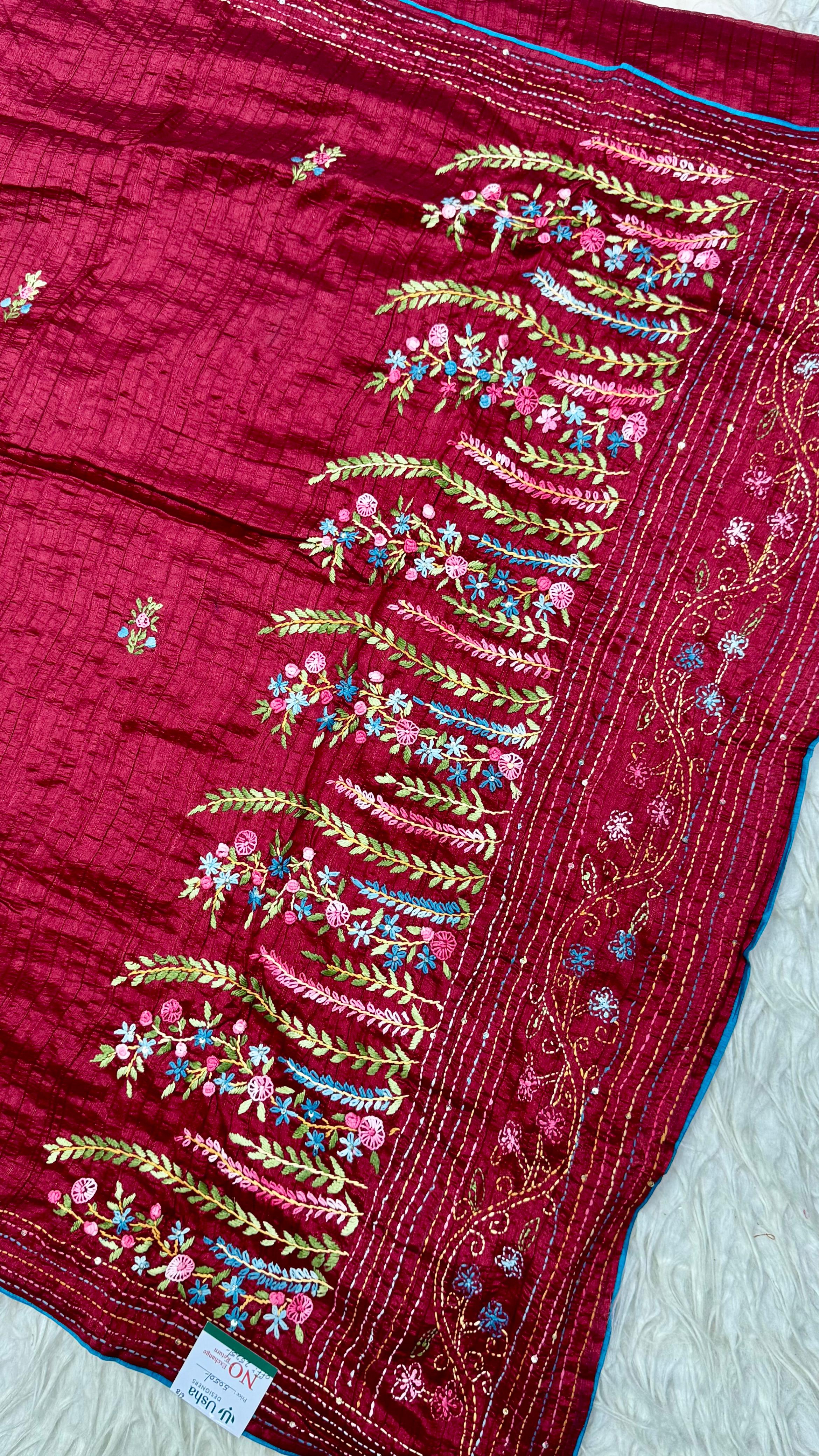 Kantha Work Saree